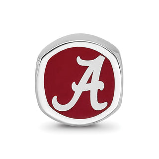 Sterling Silver Rhodium-plated LogoArt University of Alabama Enameled Double Logo Bead