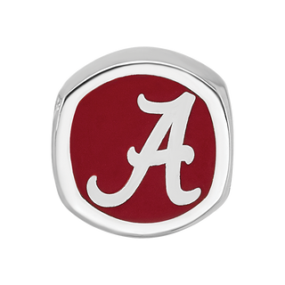 Sterling Silver Rhodium-plated LogoArt University of Alabama Enameled Double Logo Bead
