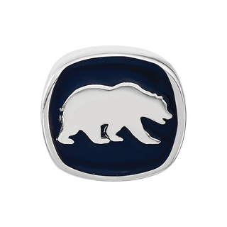 Sterling Silver Rhodium-plated LogoArt University of California Berkeley Bear/Cal Double Logo Enameled Bead