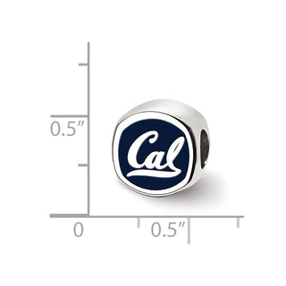 Sterling Silver Rhodium-plated LogoArt University of California Berkeley Bear/Cal Double Logo Enameled Bead
