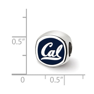 Sterling Silver Rhodium-plated LogoArt University of California Berkeley Bear/Cal Double Logo Enameled Bead