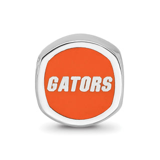 Sterling Silver Rhodium-plated LogoArt University of Florida Enameled Double Logo Bead