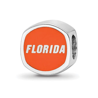 Sterling Silver Rhodium-plated LogoArt University of Florida Enameled Double Logo Bead