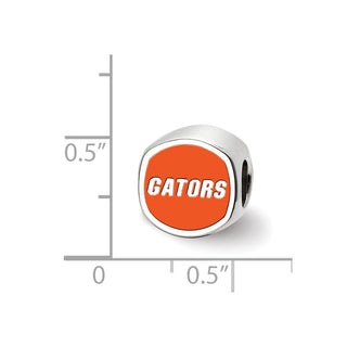 Sterling Silver Rhodium-plated LogoArt University of Florida Enameled Double Logo Bead