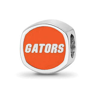 Sterling Silver Rhodium-plated LogoArt University of Florida Enameled Double Logo Bead