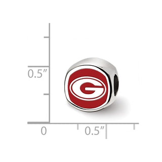 Sterling Silver Rhodium-plated LogoArt University of Georgia Enameled Double Logo Bead