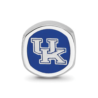 Sterling Silver Rhodium-plated LogoArt University of Kentucky U-K Enameled Bead