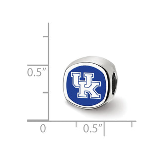 Sterling Silver Rhodium-plated LogoArt University of Kentucky U-K Enameled Bead