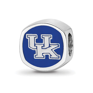 Sterling Silver Rhodium-plated LogoArt University of Kentucky U-K Enameled Bead