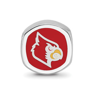 Sterling Silver Rhodium-plated LogoArt University of Louisville Double Logo Enameled Bead