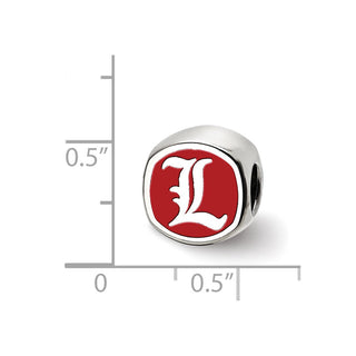 Sterling Silver Rhodium-plated LogoArt University of Louisville Double Logo Enameled Bead
