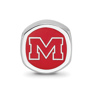 Sterling Silver Rhodium-plated LogoArt University of Mississippi Enameled Double Logo Bead