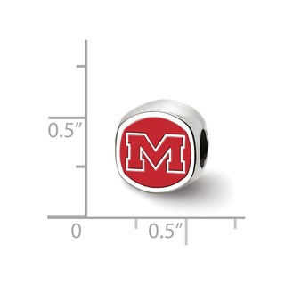 Sterling Silver Rhodium-plated LogoArt University of Mississippi Enameled Double Logo Bead