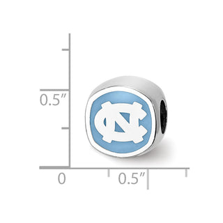 Sterling Silver Rhodium-plated LogoArt University Of North Carolina Double Logo Enameled Bead