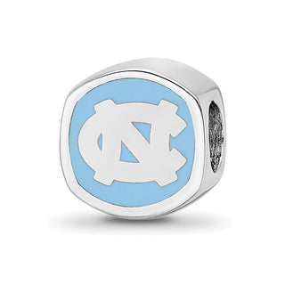 Sterling Silver Rhodium-plated LogoArt University Of North Carolina Double Logo Enameled Bead