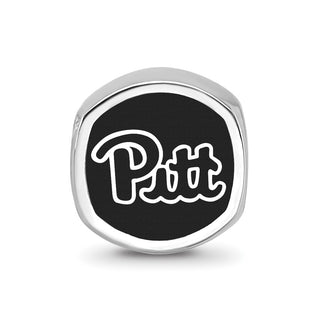 Sterling Silver Rhodium-plated LogoArt University of Pittsburgh Enameled Double Logo Bead
