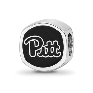 Sterling Silver Rhodium-plated LogoArt University of Pittsburgh Enameled Double Logo Bead
