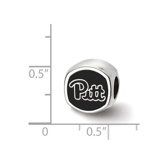 Sterling Silver Rhodium-plated LogoArt University of Pittsburgh Enameled Double Logo Bead