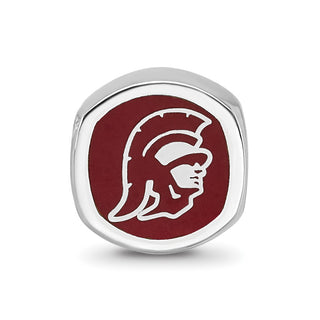 Sterling Silver Rhodium-plated LogoArt University of Southern California Double Logo Enameled Bead
