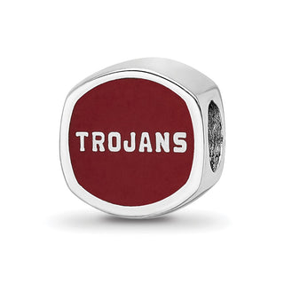 Sterling Silver Rhodium-plated LogoArt University of Southern California Double Logo Enameled Bead