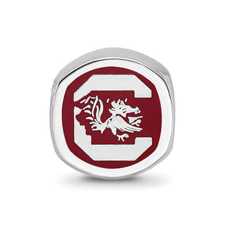 Sterling Silver Rhodium-plated LogoArt University of South Carolina Enameled Logo Bead SS501USO