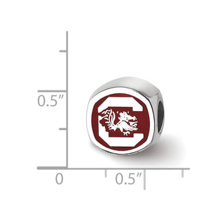 Sterling Silver Rhodium-plated LogoArt University of South Carolina Enameled Logo Bead SS501USO