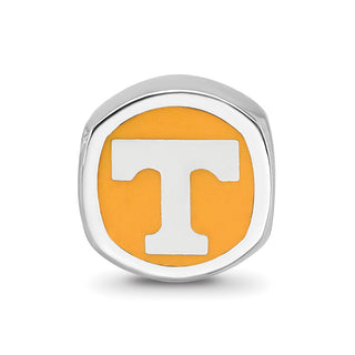 Sterling Silver Rhodium-plated LogoArt University of Tennessee Enameled Double Logo Bead