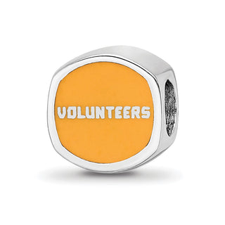 Sterling Silver Rhodium-plated LogoArt University of Tennessee Enameled Double Logo Bead