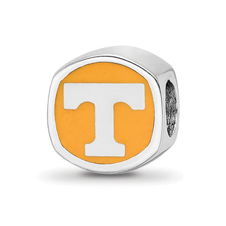 Sterling Silver Rhodium-plated LogoArt University of Tennessee Enameled Double Logo Bead