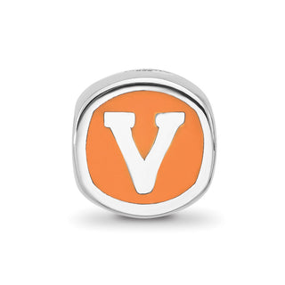 Sterling Silver Rhodium-plated LogoArt University of Virginia Double Logo Enameled Bead