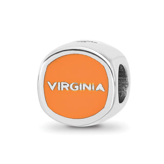 Sterling Silver Rhodium-plated LogoArt University of Virginia Double Logo Enameled Bead