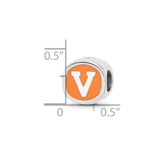 Sterling Silver Rhodium-plated LogoArt University of Virginia Double Logo Enameled Bead