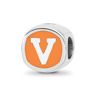 Sterling Silver Rhodium-plated LogoArt University of Virginia Double Logo Enameled Bead