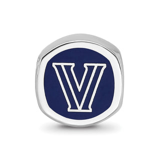 Sterling Silver Rhodium-plated LogoArt Villanova University Enameled Double Logo Bead