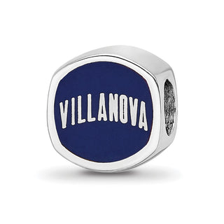 Sterling Silver Rhodium-plated LogoArt Villanova University Enameled Double Logo Bead
