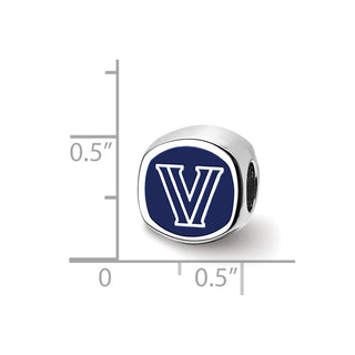 Sterling Silver Rhodium-plated LogoArt Villanova University Enameled Double Logo Bead