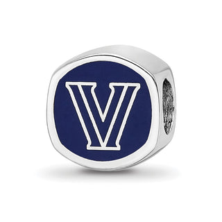 Sterling Silver Rhodium-plated LogoArt Villanova University Enameled Double Logo Bead