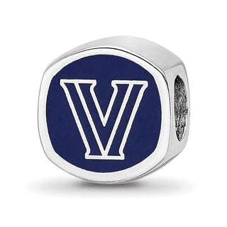 Sterling Silver Rhodium-plated LogoArt Villanova University Enameled Double Logo Bead
