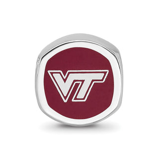 Sterling Silver Rhodium-plated LogoArt Virginia Tech V-T Enameled Double Logo Bead