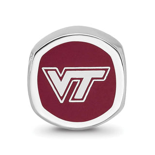 Sterling Silver Rhodium-plated LogoArt Virginia Tech V-T Enameled Double Logo Bead