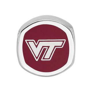 Sterling Silver Rhodium-plated LogoArt Virginia Tech V-T Enameled Double Logo Bead