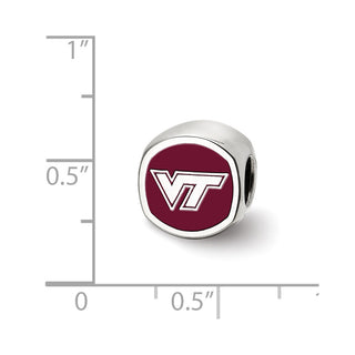 Sterling Silver Rhodium-plated LogoArt Virginia Tech V-T Enameled Double Logo Bead