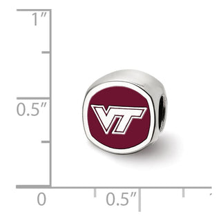 Sterling Silver Rhodium-plated LogoArt Virginia Tech V-T Enameled Double Logo Bead