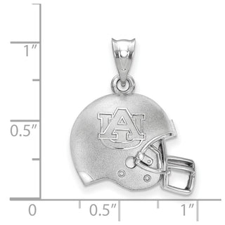 Sterling Silver Rhodium-plated LogoArt Auburn University Domed Football Helmet Pendant