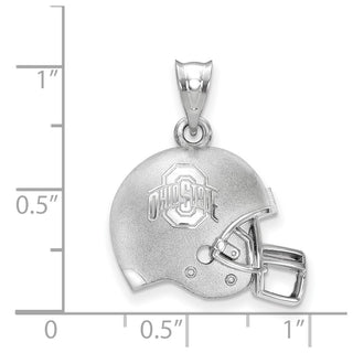 Sterling Silver Rhodium-plated LogoArt The Ohio State University Domed Football Helmet Pendant
