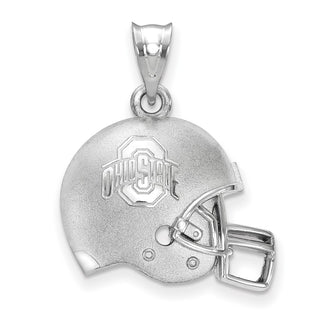 Sterling Silver Rhodium-plated LogoArt The Ohio State University Domed Football Helmet Pendant