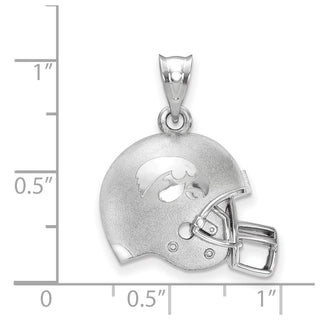 Sterling Silver Rhodium-plated LogoArt The University of Iowa Domed Football Helmet Pendant
