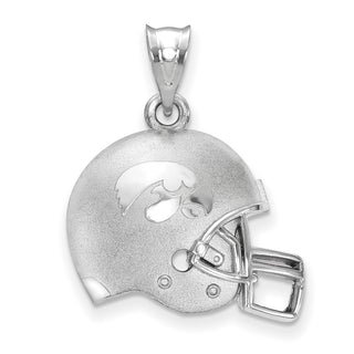 Sterling Silver Rhodium-plated LogoArt The University of Iowa Domed Football Helmet Pendant