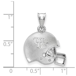 Sterling Silver Rhodium-plated LogoArt University of Kentucky Domed U-K Football Helmet Pendant