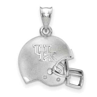 Sterling Silver Rhodium-plated LogoArt University of Kentucky Domed U-K Football Helmet Pendant